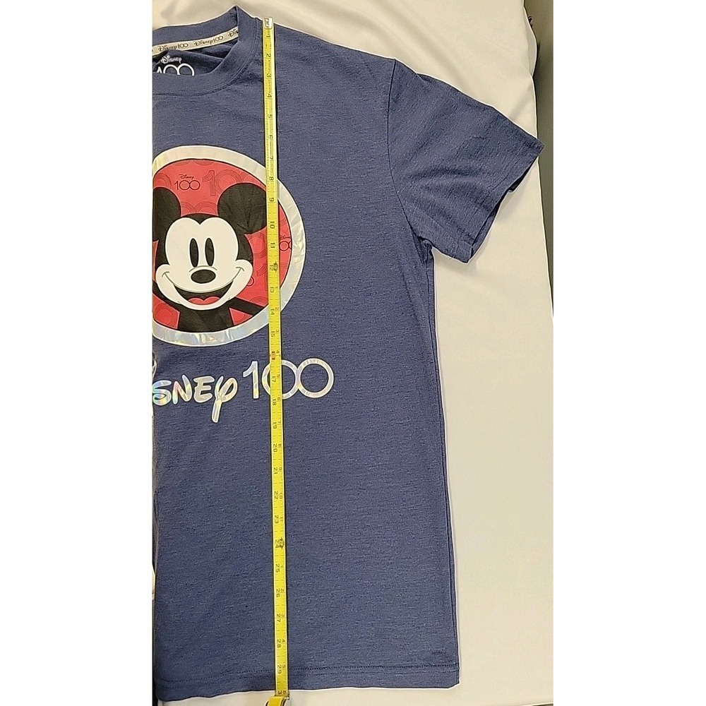 Disney Mickey Mouse T-Shirt Blue Size Large 100 Years of Wonder Holograph Design - Picture 8 of 9